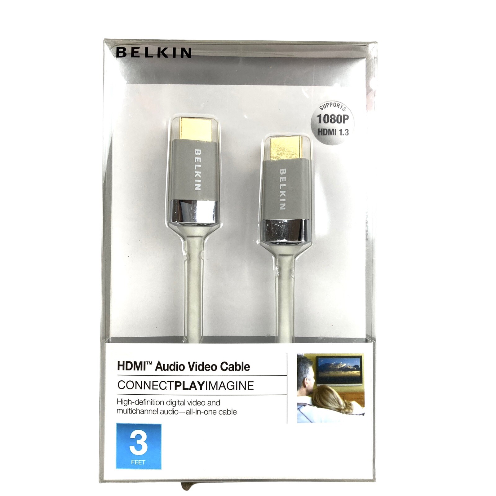 Belkin Gold Plated HDMI Cable HD Digital & Multichannel Audio 3 Ft  1080p NEW