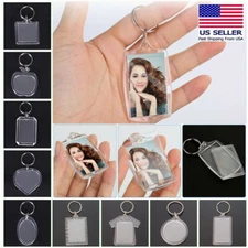 Transparent Blank Acrylic Insert Photo Picture Frame DIY Keychain - Choose Shape