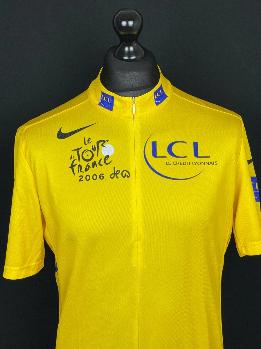 Nike Tour De France 2006 Cycling Jersey Men s Size L Yellow Short Sleeved