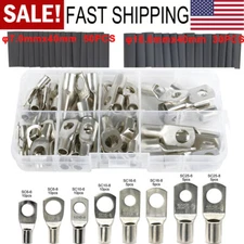 140PCS Copper Lug Ring Terminals Set Cable Electrical Wire Crimp Connectors Kit