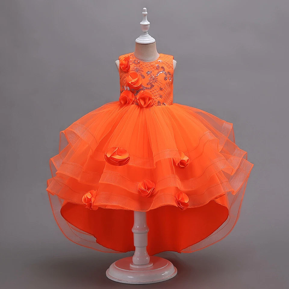 Vestido de actuación de piano para niños Vestido de princesa con flores para niñas para boda fiesta baile Foto 2 de 4
