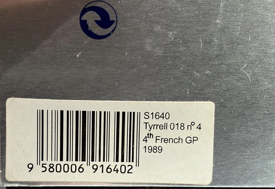 Spark 1/43 Tyrrell F1 Ford 018 #3 4th French GP 1989 J. Palmer #S1640 - Image 4 of 4