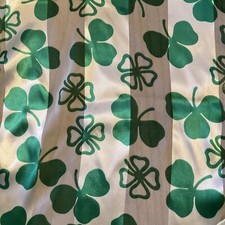 Four Leaf Clover Scarf Irish St Patrick's Day Green White Satin Sateen Used