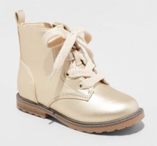 Toddler Girls' Giovanna Lace-Up Zipper Combat Boots Gold - Cat  Jack - SIZE 6