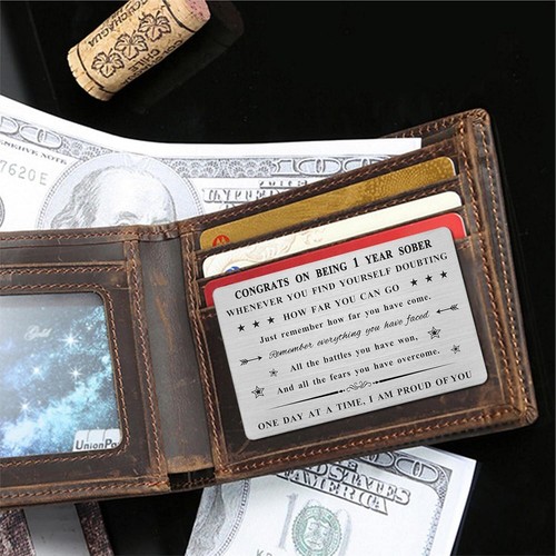 Tarjeta Billetera Grabada Sobriedad 1 Año Regalos Sobriedad para Mujeres Hombres 1... - Imagen 3 de 6