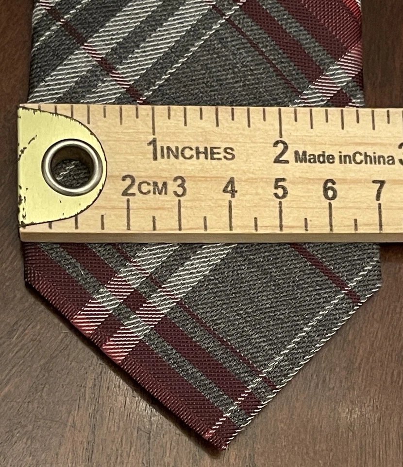 Corbata de cuello Van Heusen gris borgoña 59 % poliéster 41 % lana para hombre hecha en China Foto 4 de 4