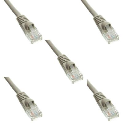 Pack of 5 Cables Snagless Shieled 1 Foot Cat5e Gray Network Ethernet Patch Cable
