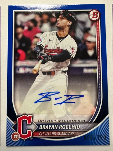 BRAYAN ROCCHIO 2025 Bowman #PRV-BR BLUE /150 AUTO Cleveland Guardians