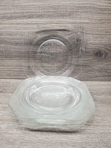 (4) Indiana Glass Madrid Clear Glass 8" Salad Plates Recollection Depression