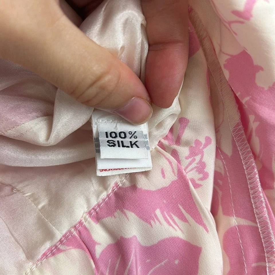 Falda Oscar De La Renta Vintage Rosa Estampado Seda Foto 3 de 4