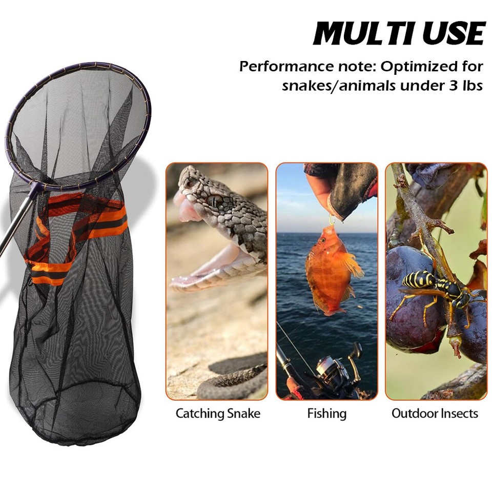 72” Snake Catcher Net Stick Hook Telescopic Reptile Grabber Handling ...