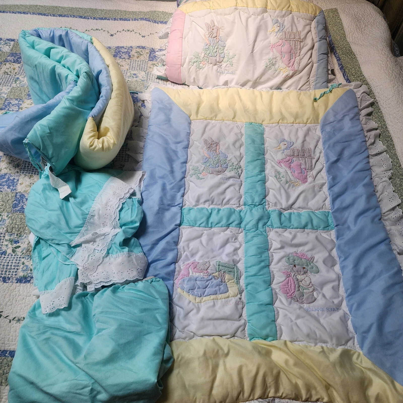 3-Pc Beatrix Potter Crib Set..Comforter, Crib Skirt, & Head Piece