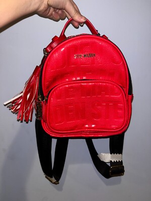 Steve Madden Backpack Purse Coral Red Embossed Small 9in x  display picture 1