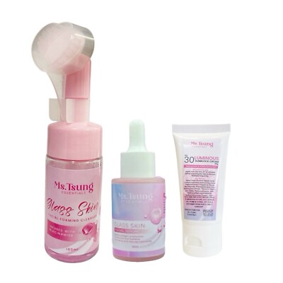 Ms. Tsung Essentials Day Time Beauty Bundle: Glass Skin Cleanser, Serum & Sunblo