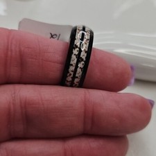 Men's Wood Grain Banded Black Stainless Steel Band Ring Wedding Band Fashion