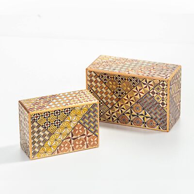 Wooden Secret Puzzle Box, 4 Sun 4 Steps, Japan Made, with Original Gift Box