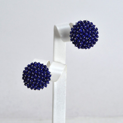OHRRINGE SILBER 925 LAPISLAZULI RHODINIERT KUGELN CLIP DRAHT AGHT 0924