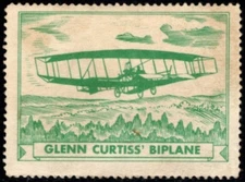 Vintage Circa 1920-1930 United States Poster Stamp Glenn Curtiss’ Biplane
