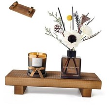 Wood Riser Soap Stand, Wooden Tray for Bathroom Counter, Kitchen Sink Brown