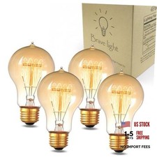 Edison Bulb A19, Vintage Incandescent Light Bulbs - 60 Watt, Dimmable 2700K