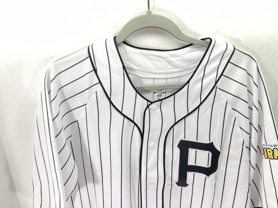 Pittsburgh Pirates Dynasty Jersey Men Large White Stripe Button Short Sleeve New - Image 2 of 4