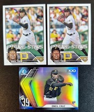Topps Bowman Chrome ONEIL CRUZ Pirates 3-card lot w/ Top 100 Refractor!