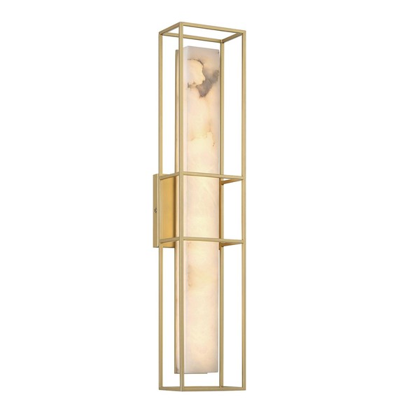 Badlampe Wandleuchte Led IP44 H: 61 Cm Metall Alabaster In Gold Weiß 3000K-image