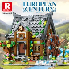 DIY 1873PCS Mühle Haus Bausteine Mittelalterlichen Europäischen Dorf Street View