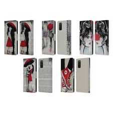 OFFICIAL LOUIJOVERART RED INK LEATHER BOOK WALLET CASE FOR SAMSUNG PHONES 1