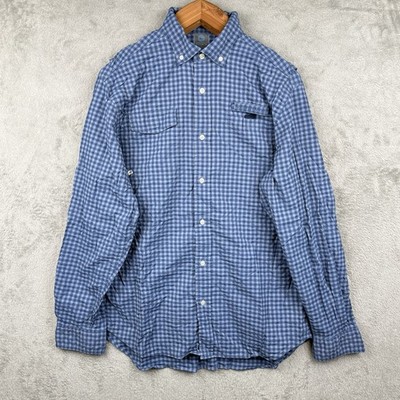 Vineyard Vines Harbor Shirt Mens M Button Down Blue Plaid Vented Performance PFG