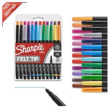 24 Assorted Color Felt Tip Pens - Water Resistant, Ideal for Drawing  Writing
