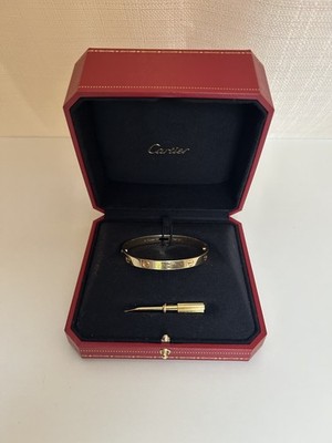 Cartier Love Bracelet 18k Yellow Gold Size 17 w/ Box, Certificate & Screwdriver