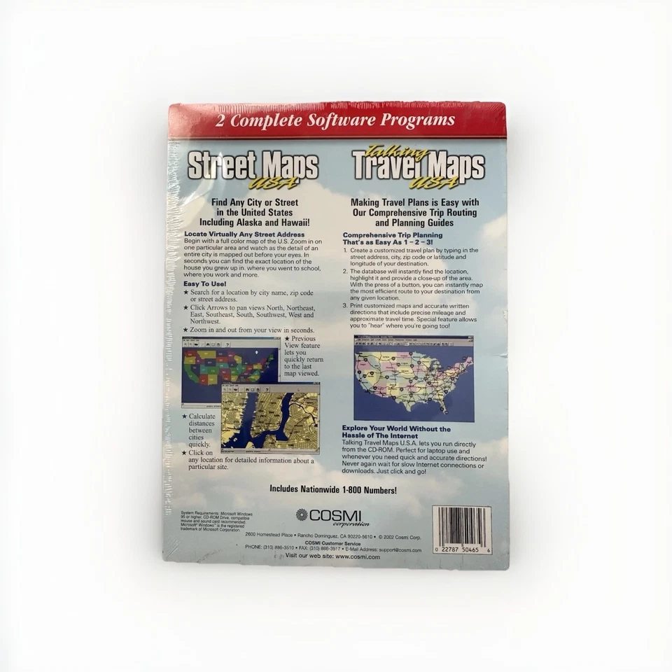 Talking Street Maps USA PC CD-ROM for Windows Vintage 2002 Cosmi Swift Sealed - Image 2 of 4
