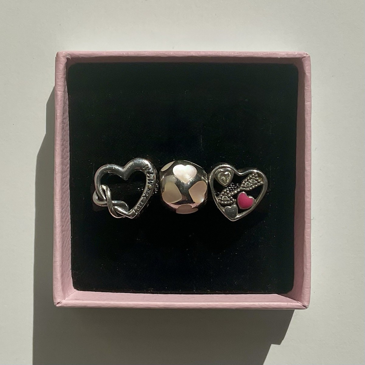 Collection of Pandora love/heart charms, love you mum infinity heart….