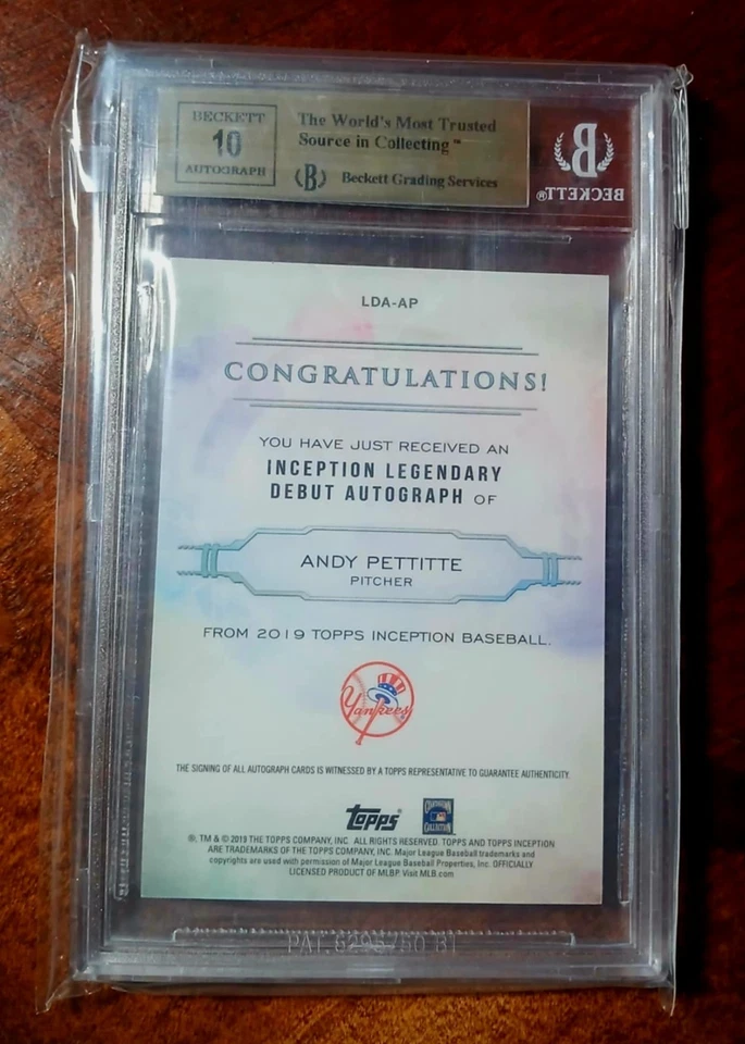 Autógrafo 2019 Topps Inception Andy Pettitte /10 BGS 9.5 - Imagem 2 de 2