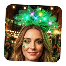 Light Up St Patricks Day Headband Green Bow Headbands Shamrock Hair