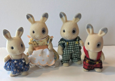 Vintage Sylvanian Families - Corntop Kaninchenfamilie mit kompletten Schwänzen