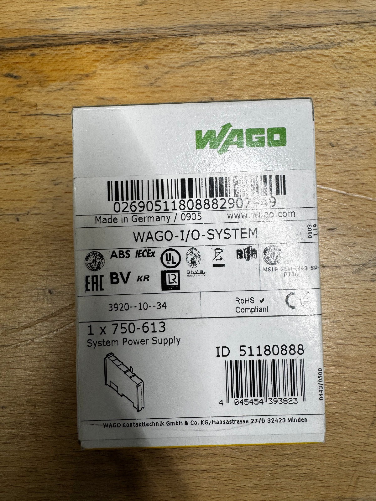 WAGO 750-613 module d'alimentation système 24V pour coupleur de précision