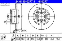 2X Ate Bremsscheibe 24.0110-0277.1 FüR Vw Golf 1K1 Seat Audi A3 Leon Skoda Altea