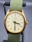 Vintage 1980’s Men’s Mechanical Timex Ellipse Classy Watch Runs 33mm Gold Tone