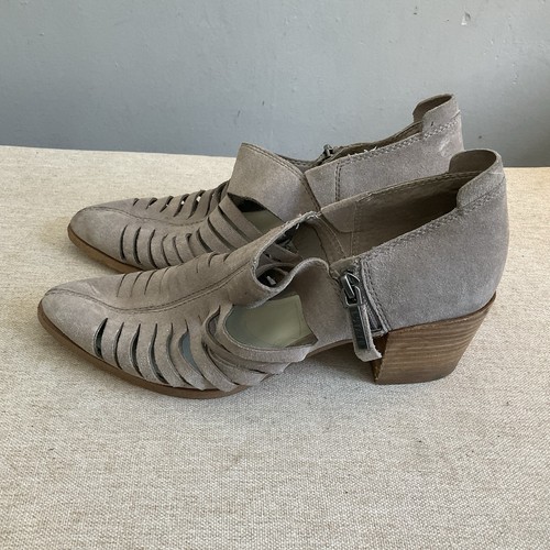 1. STATE Arnet Ankle Booties Size 6.5 M 37 Fog Gray Cut Out Block Heel Suede
