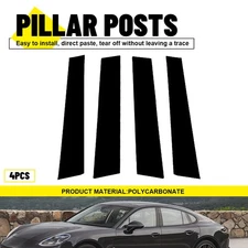Fit Porsche Panamera 2017-2021 Glossy Black Door Window Pillar Post Trim Cover R