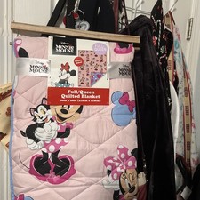 Disney Minnie Mouse Quilt Reversible Full/queen Quilted Blanket 86x86 New