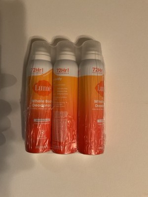 Lume Whole Body Deodorant Invisible Spray Tangerine Aluminum-Free 3.6 oz - 3 pk