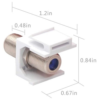 Coaxial Cable Connector for Wall Plate, Patch Panel, 20-Pack
