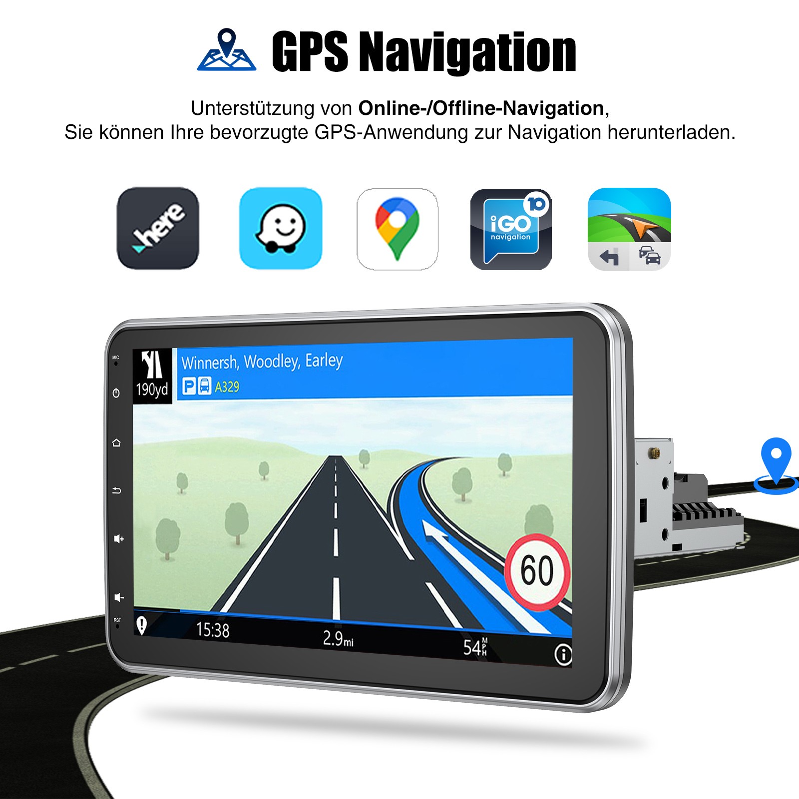 Autoradio 4+64G Android 14 Carplay GPS NAVI FM SWC 1 DIN 360° schermo girevole foto 6