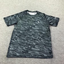 Spyder Rash Guard Shirt Mens Medium Gray Camo UPF 30 Quick Dry Surf S923028