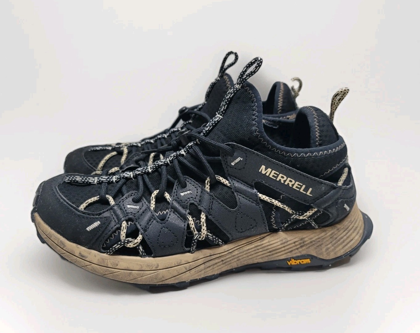 Scarpe Merrell Uomo 10.5 Moab Flight Sieve Nero Stile Sandalo J067007 Vibram