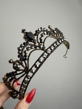 Black Rhinestone Gothic Crown Metal Floral Women's Headpiece Party Wedding