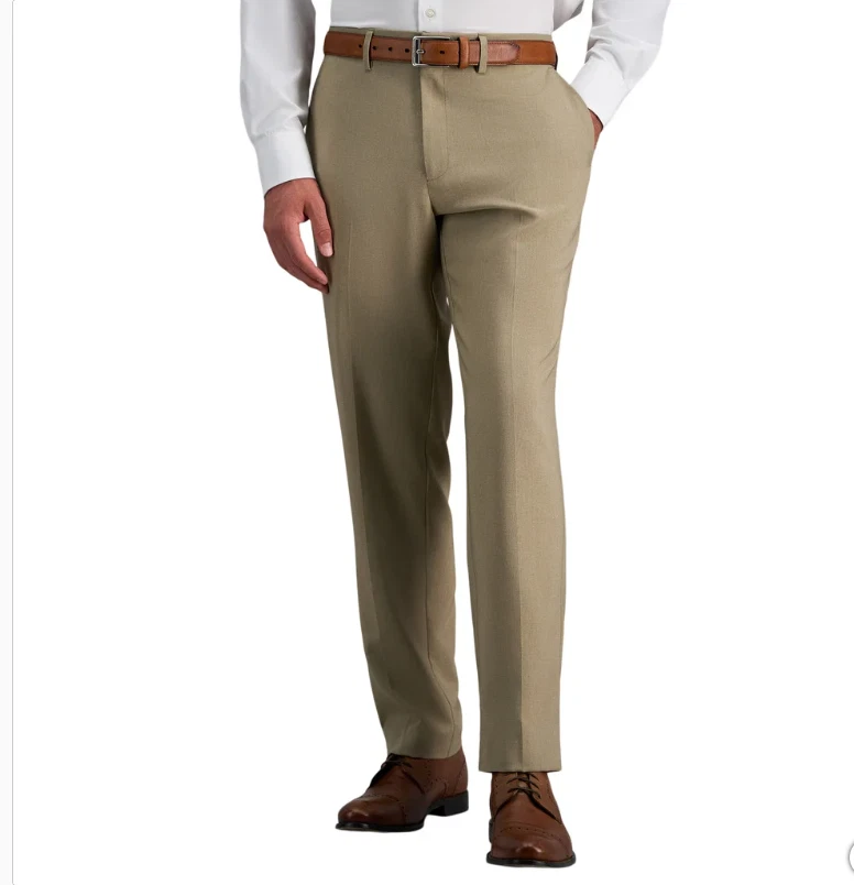 Haggar Men's Super Flex Dress Pant Tan Straight Fit 32x30 NWT